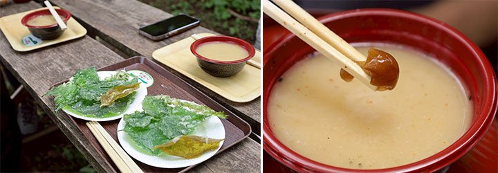 名物の山菜の天ぷらとなめこ汁